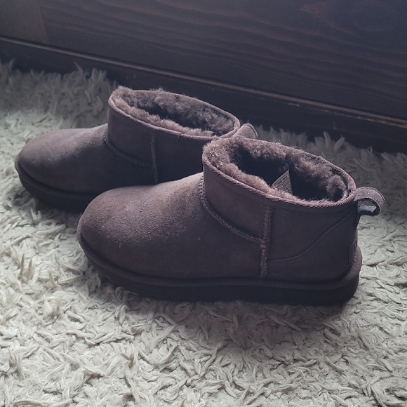 UGG Chocolate Suede Slip-On Boots - Picture 3 of 4